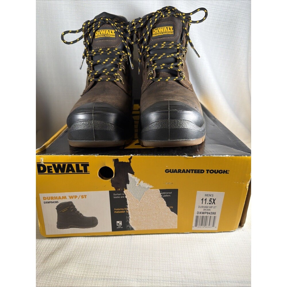DEWALT Durham WP/ST Men's Work Boots Size 11.5X Brown Waterproof Steel Toe NEW